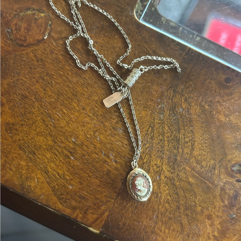 Elegant Gold Cameo locket Necklace